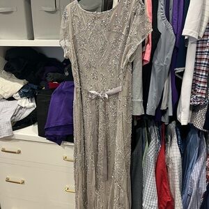 Grey beaded formal gown, size 14